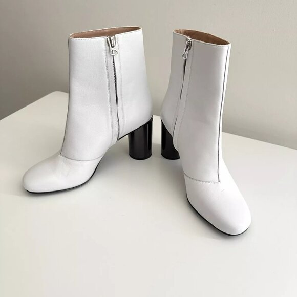 ACNE STUDIOS White Leather Cutout Heel Ankle Boots Size 38 - Picture 2 of 10